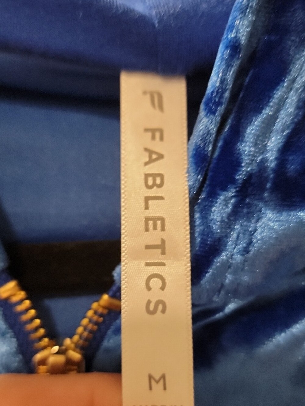 Fabletics Royal Blue Velvet Zip-Up Hooded Jacket - Picture 2 of 5